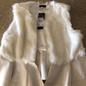 Girls faux fur and faux leather white vest size 12